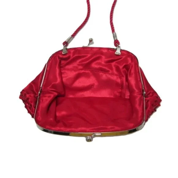 Red Beaded Evening Bag Clucth with handle - Picture 4 of 7